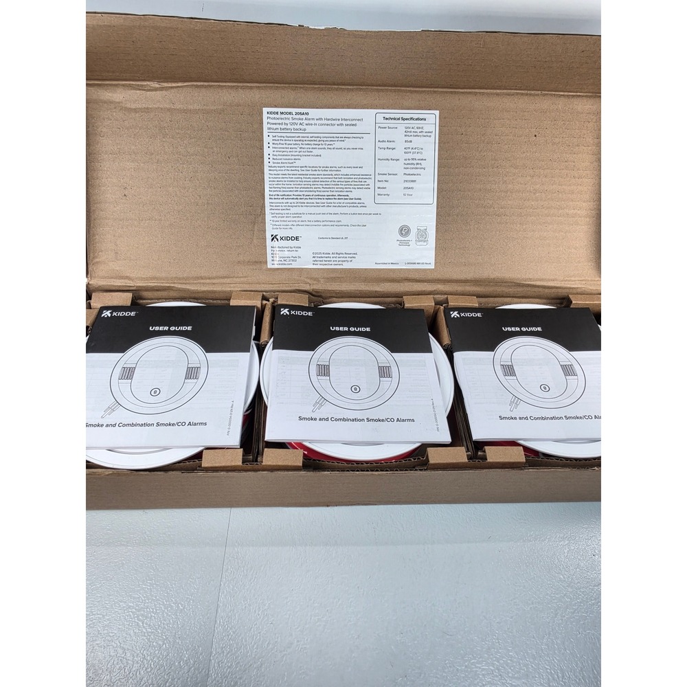 Kidde 20SA10 Photoelectric Smoke Alarm Hardwire 10-Year Battery 3-Pack 21033881